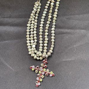 Pearl and Cross Necklace
